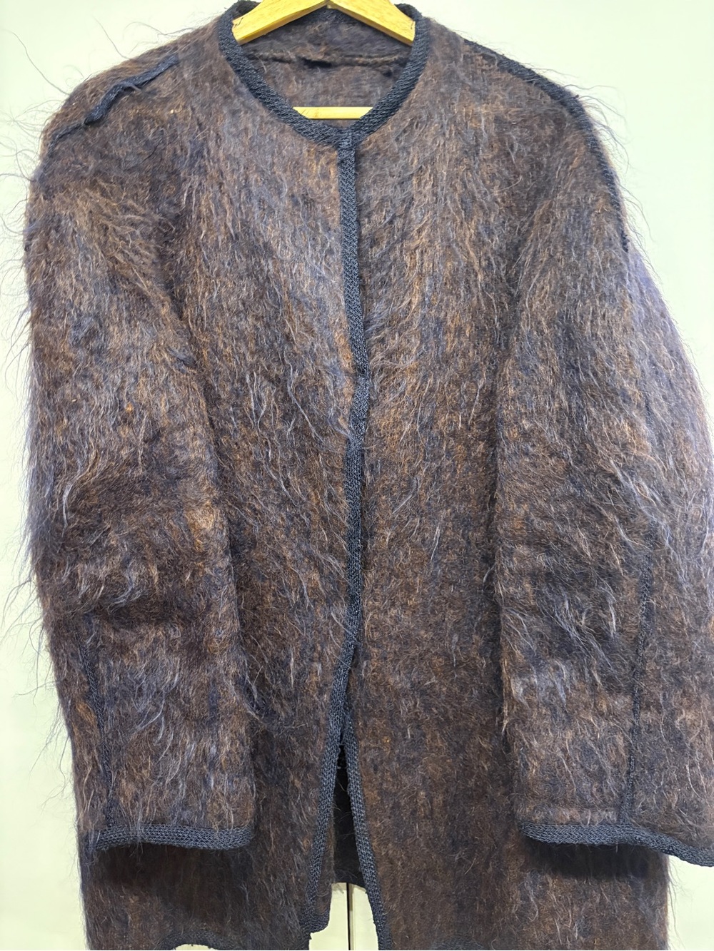 Vintage Purple/Aubergine & Brown Mohair-Cardigan with Snap Buttons - Picture 10 of 10